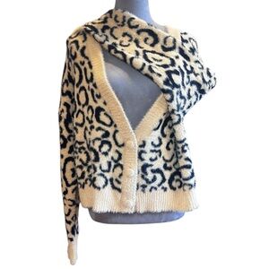 For Love and Lemons Faux Mohair Allover Animal Print MobWife Cardigan